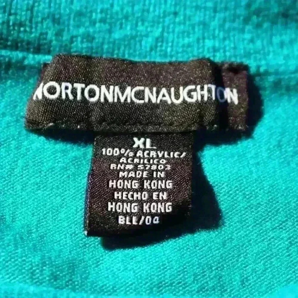 NORTON MCNAUGHTON Knit Teal Sweater Crochet Detail Mock Cowl Neck Women XL - Picture 5 of 9